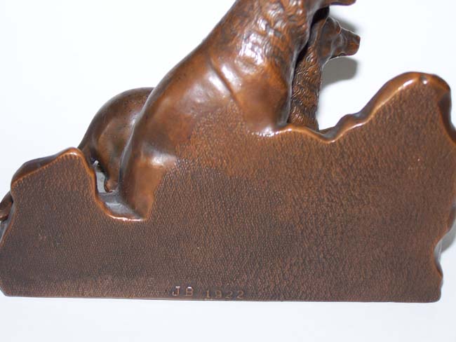 A fine pair of Antique Bookends by Jennings Brothers circa 1930 depicting a pair of German Sheppard dogs. — image 4